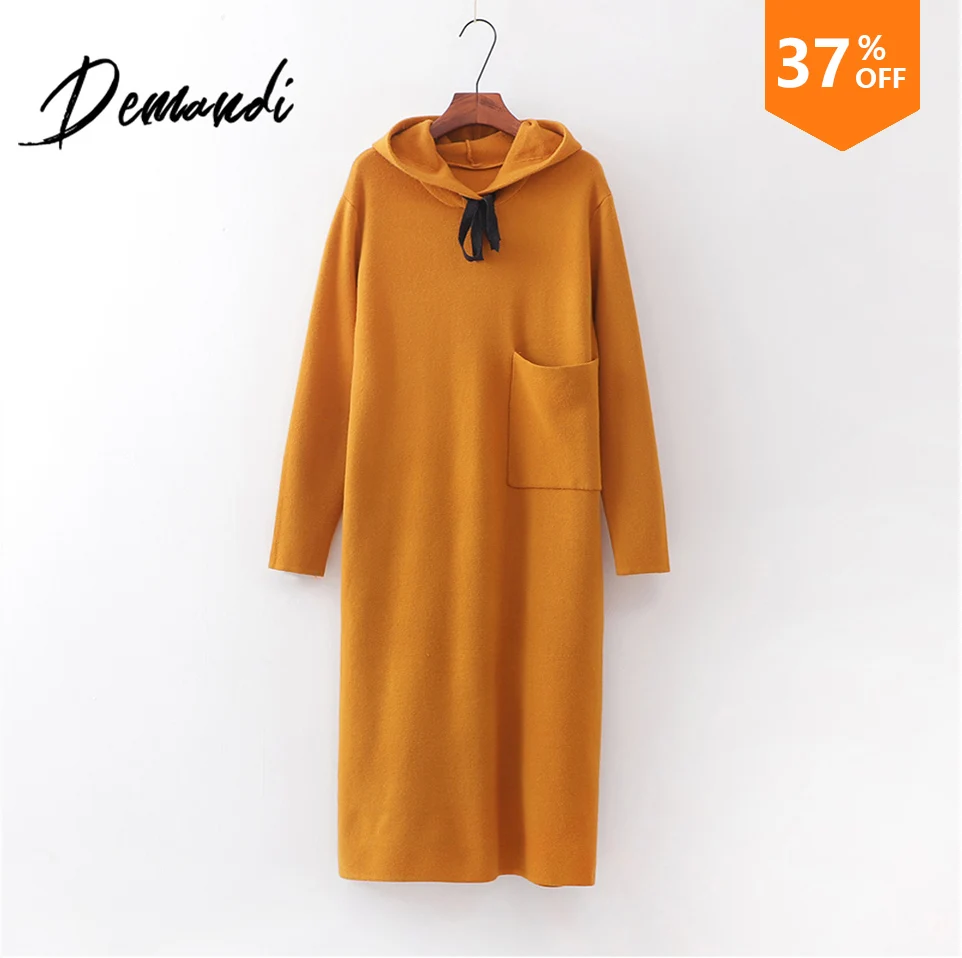 

DEMANDI Sweaters Women's Caps Fall 2019 New Sports Style Stripe Stitching Long Sleeve Caps Straight Tube Knitted Sweater Dresses