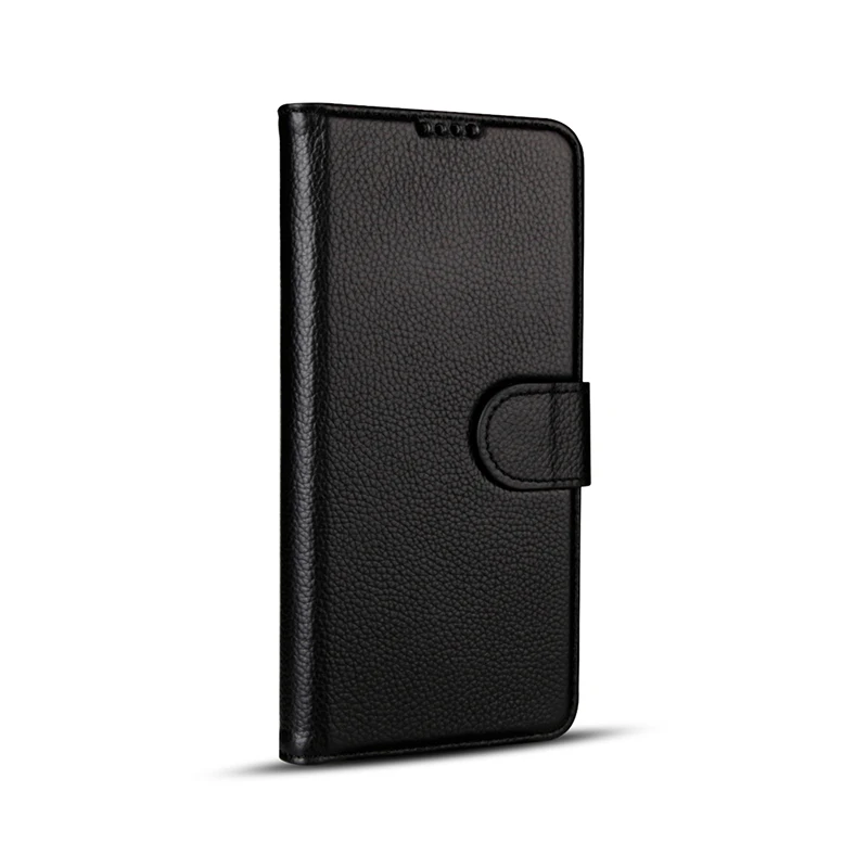 Black Магнитный держатель для карт, флип-книжка, чехлы-бумажники для samsung Galaxy S10 S8 S9 Plus Note 10 8 9, чехол из натуральной кожи с зернистой текстурой личи - Цвет: Black