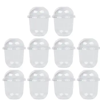 

10 Sets 360ML Disposable Milk Tea Cup with Lid U Shape Juice Packing Cups