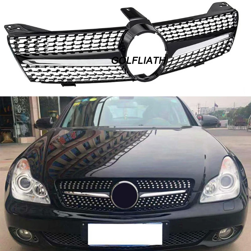 Передняя Бриллиантовая решетка гриля для CLS class W219 2005 2010 CLS300 CLS350 CLS500 без