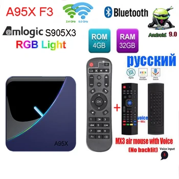 

A95X F3 Android 9.0 TV Box RGB Light Latest Amlogic S905X3 Chip Wifi BT Set Top Box Y0uTube 8K Tv Box smart tv box