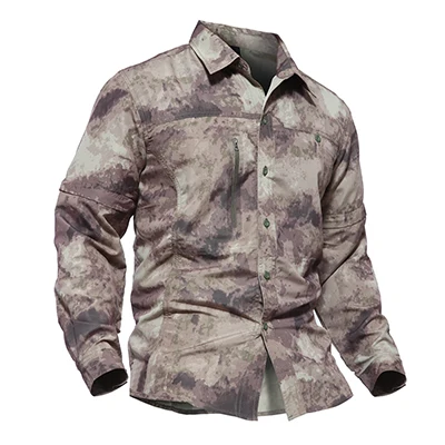 FG Military Camouflage Shirt Men Spring Summer Detachable Sleeve Sport Hiking Tactical Shirts Paintball Army Hunting Combat Shirts - Цвет: FG