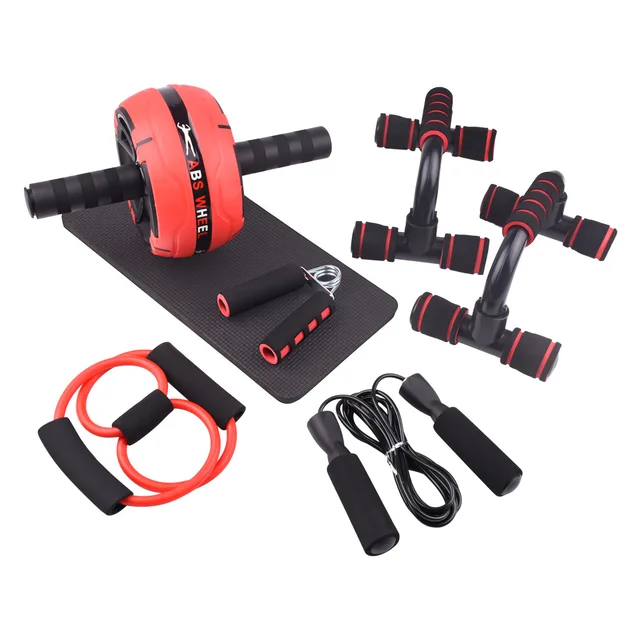 New Green Abdominal Muscle Wheel Combination Set Men and Women Home Thin Waist Exercise Abdominal Muscle Fitness Equipment Red