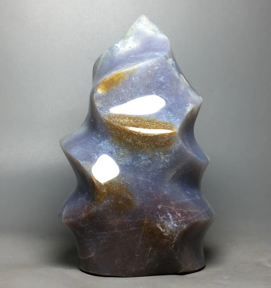 

724g High quality natural quartz crystal feng shui decorated Ocean jasper flame for sale