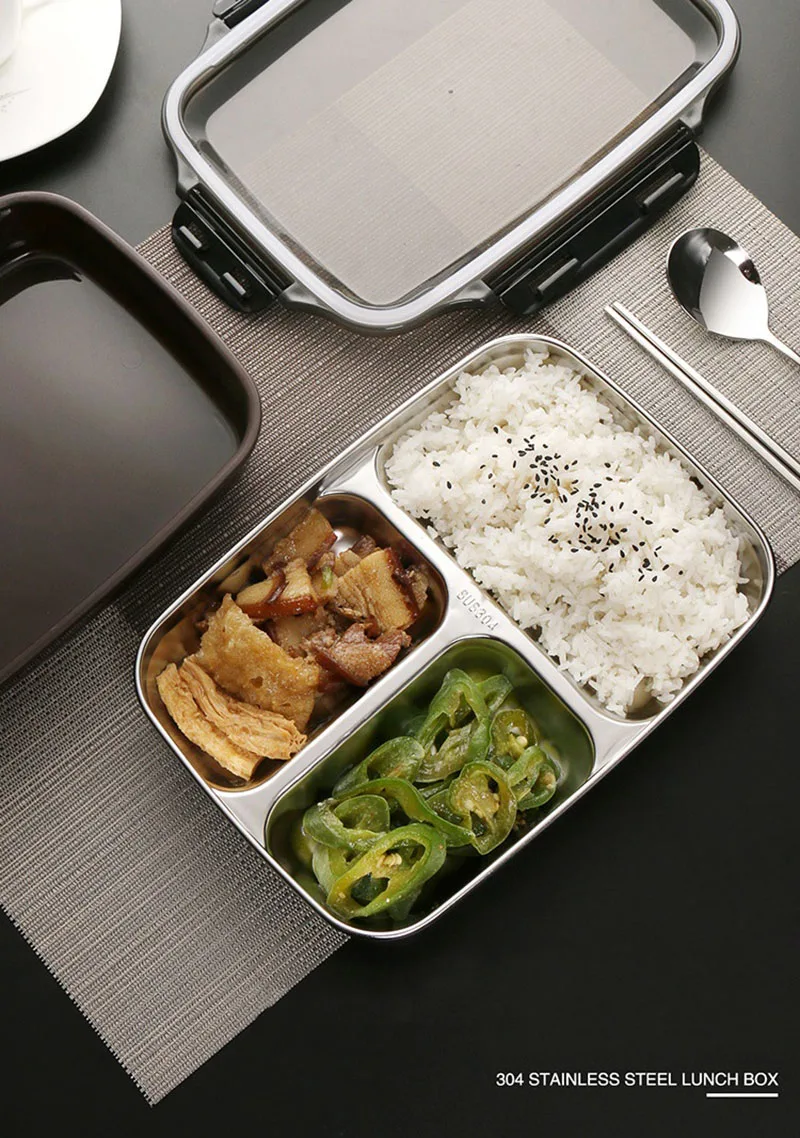 304 нержавеющая сталь три сетки Ланч-бокс для детей тепловой Bento box креативный дизайн школьный контейнер для еды Ланчбокс