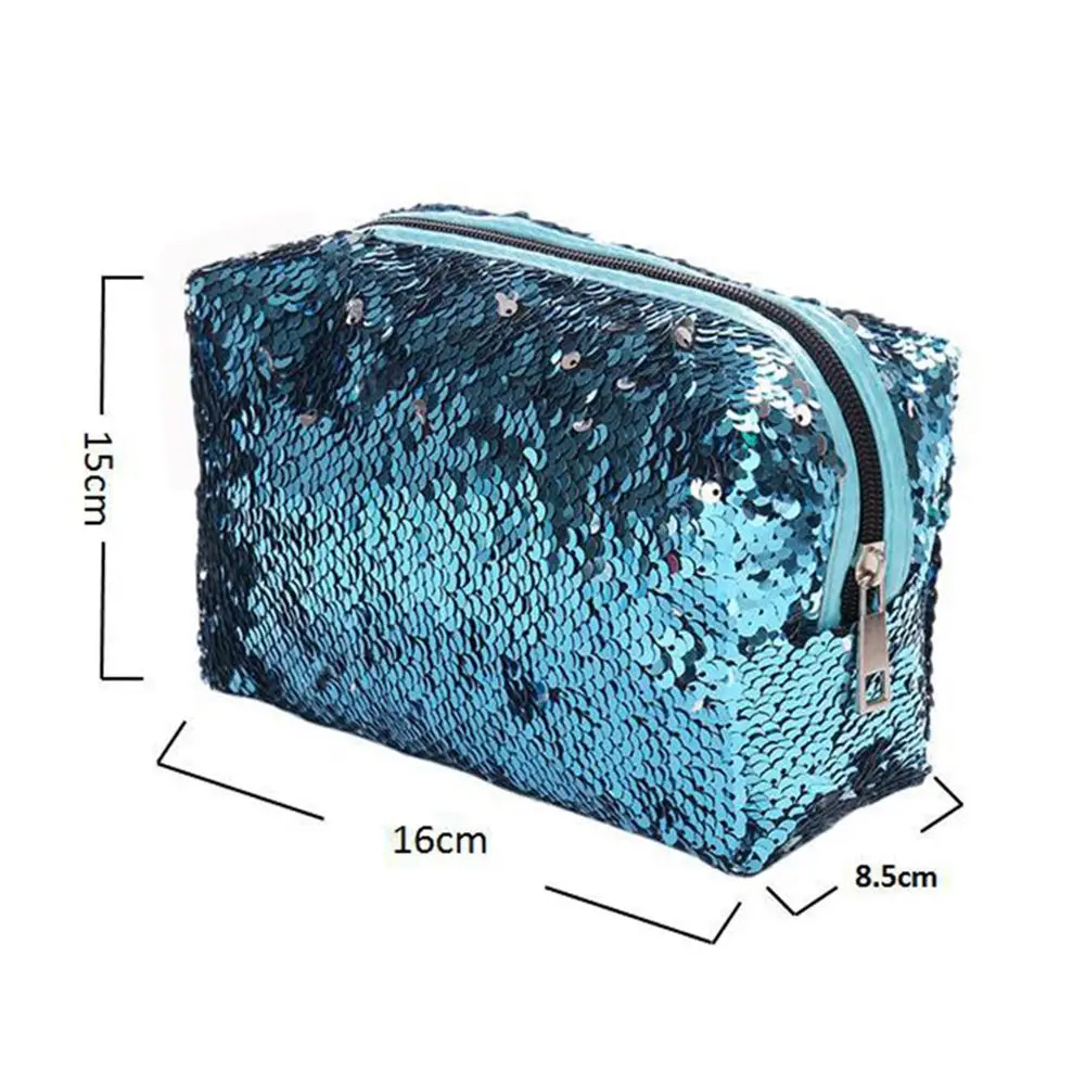 Блестками косметички двойной Цвет блестками сумочка, косметичка для макияжа чехол Для женщин Русалка сумки-клатчи для вечеринок