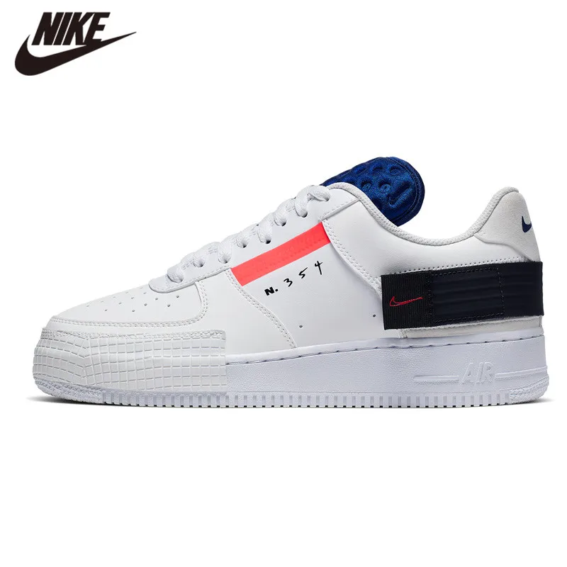 NIKE AIR FORCE 1 Skateboarding Shoes AF1-TYPE Running Sports Tenni Shoes White Black Low Sneaker 100% Original New Arrival