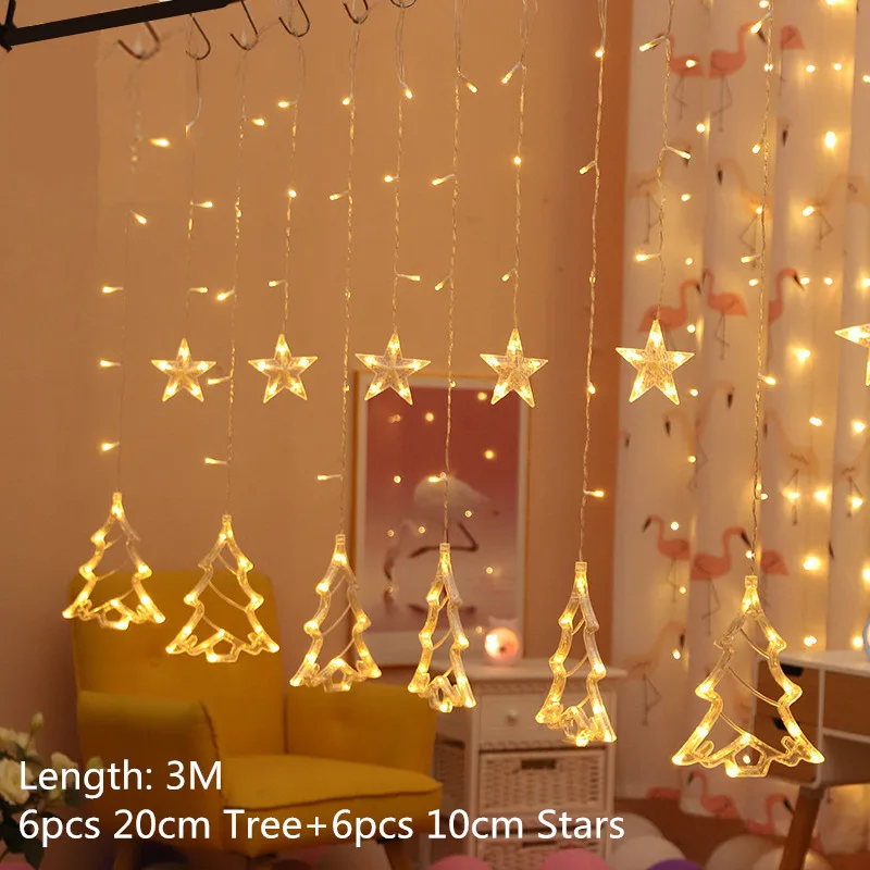 220V Led занавес декоративные рождественские огни для дома год Рождественский подарок елочные украшения Navidad Декор Рождество - Цвет: shu warm