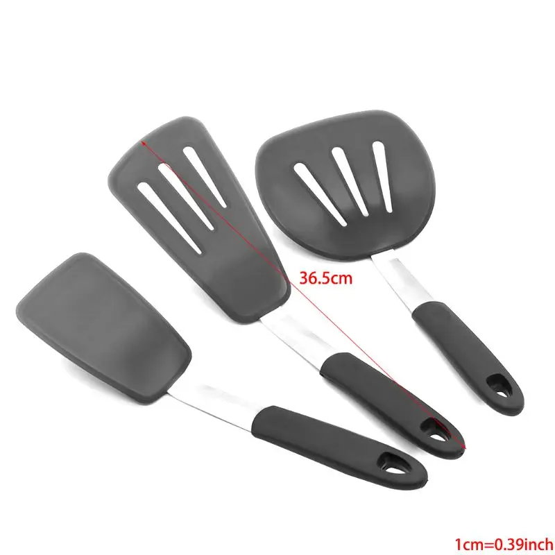 3-Piece Silicone Turner Spatula Set- 600ºF Heat-Resistant Flexible Rubber Silicone Spatulas