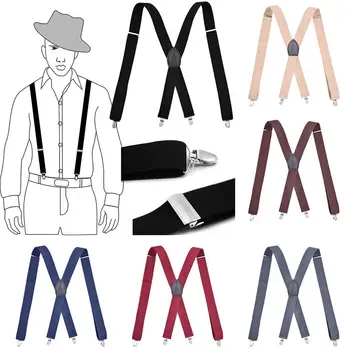 

Suspenders Women Sexy Mens Suspenders X-Back Suspensorio Braces Adjustable Solid Jartiyer Straight Clip Szelki Fashion Tirantes