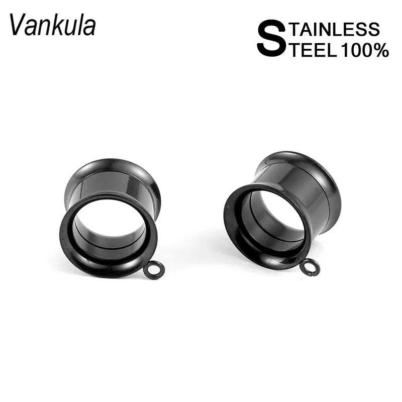 Vankula 316L Нержавеющая сталь уха Плоть Туннели тела пирсинг, модные украшения, ювелирное изделие для тела, серьги с ножными креплениями для подарка, комплект из 2 предметов