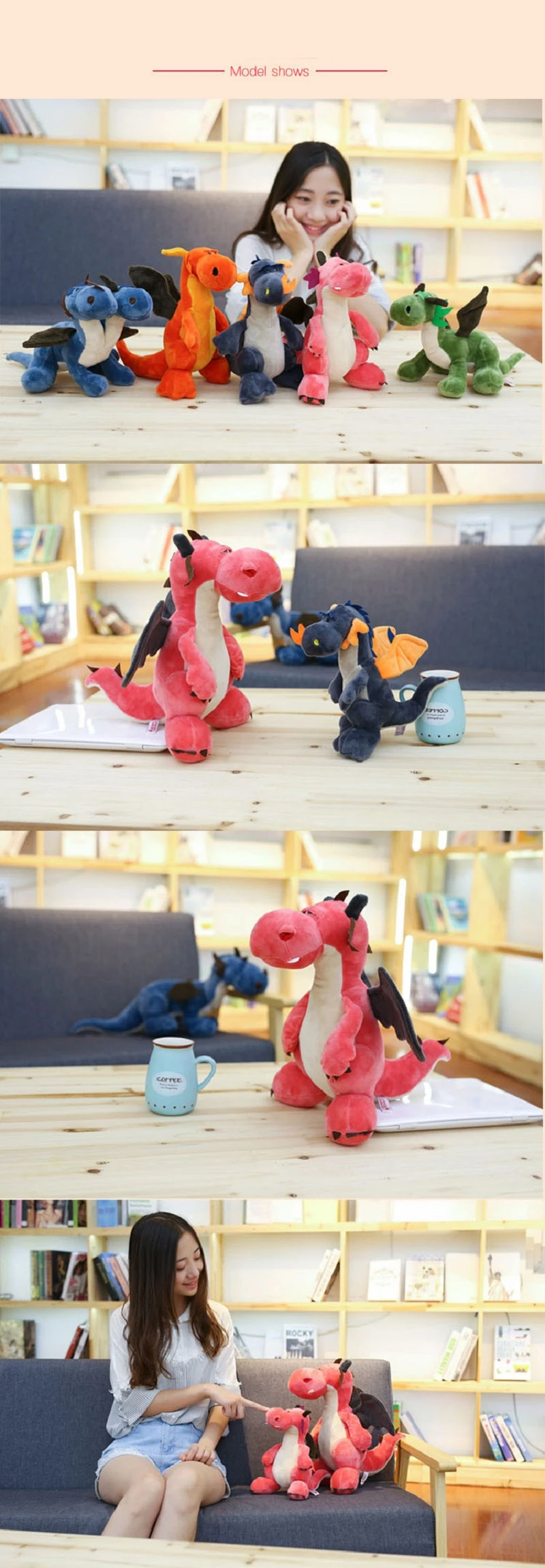 Детские плюшевые игрушки, динозавр с двумя головками Драконы мягкие куклы мультфильм хлопок куклы игрушки для детей подарки на день рождения Прямая