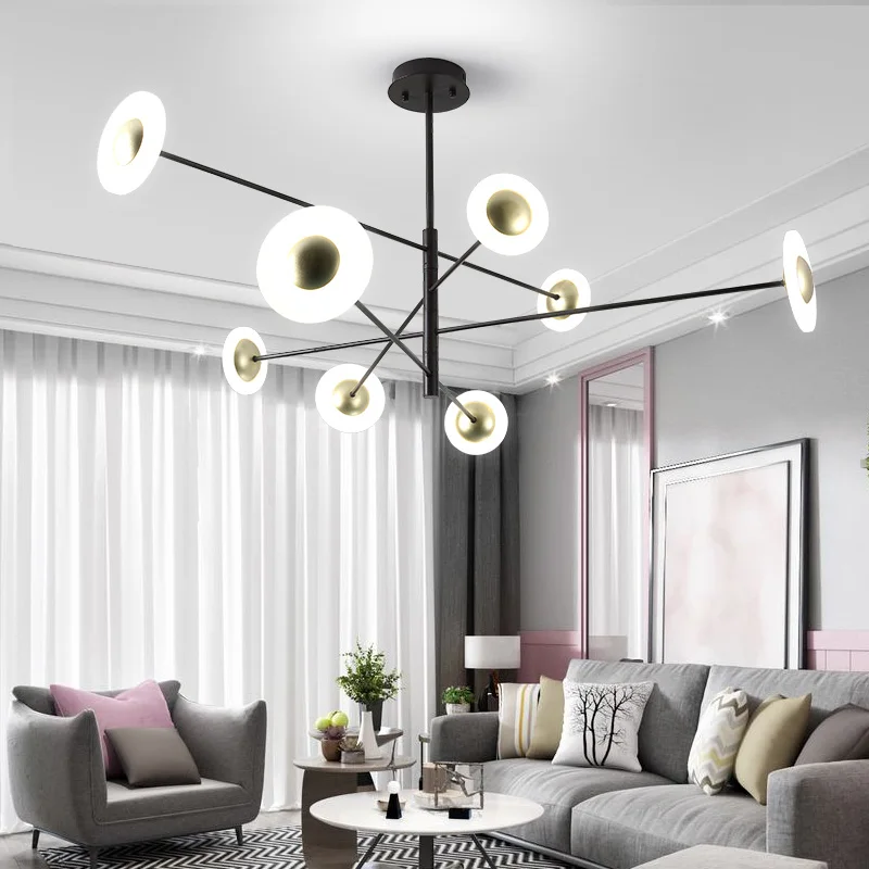 Luminária acrílica de led que muda de cor, para quarto, lustre