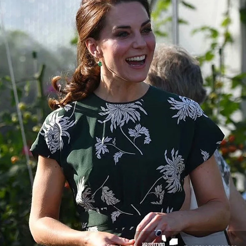 Kate Middleton, Ретро стиль, цветочный принт, короткий рукав, элегантное, темпераментное, для банкета, длинное платье, Женская Новинка, весна-лето, высокое качество