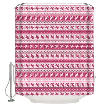 

Shower Curtains for Bathroom Pink Valentine's Day Cupid and Love Heart Stripe Pattern Waterproof Fabric Bathroom DecorBathtub