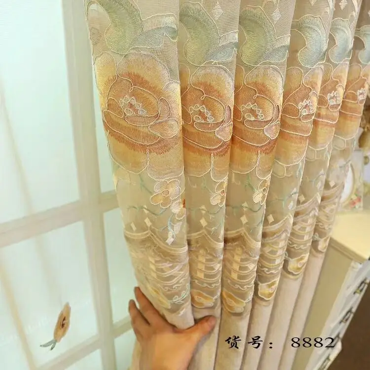 Роскошные занавески в комплекте жаккардовые тюлевые кофейные для гостиной