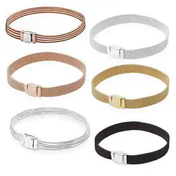 

PDB SL 24 RLLEN 925 Silver Original Bracelet Reflective Bracelet Jewelry Women's Mesh Chain High Quality 1:1 Template