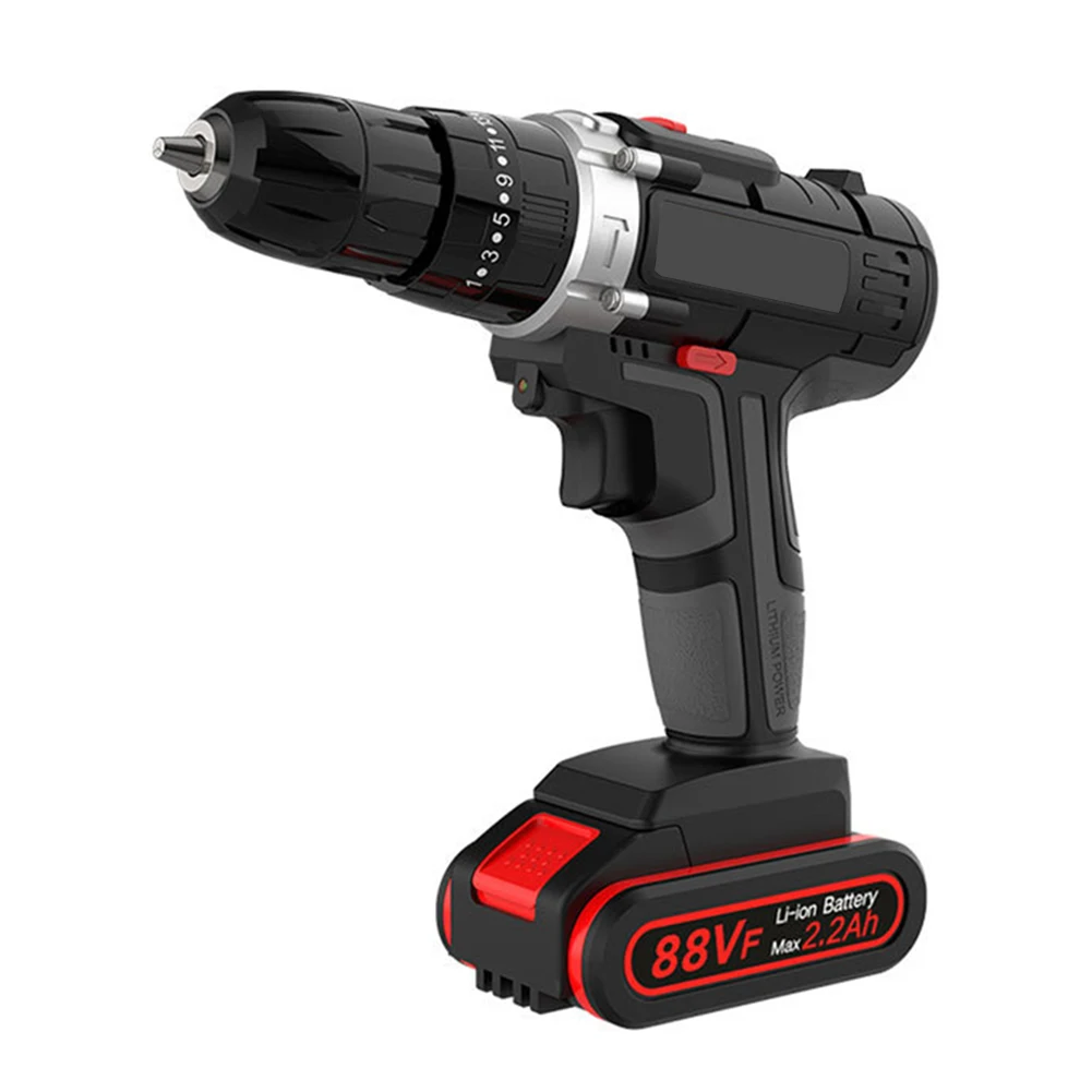 12V 88VF Electric Drill With Rechargeable Lithium Battery Electric Screwdriver Cordless Screwdriver Two-speed Power Tools US EU - Цвет: US 88V