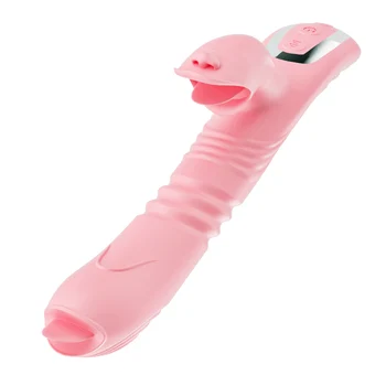 Double Tongue Cunnilingus Vibrators for Women Telescopic Rotating Dildo Heat Vagina Clitoris Stimulate Adult Sex Toys for Women 6
