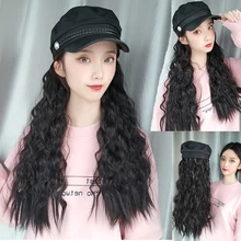 Парик из синтетической шляпы коричневого цвета, длинные вьющиеся волосы кукурузы для наращивания, женские модные новые Восьмиугольные шляпы, на каждый день/косплей, заколка для волос