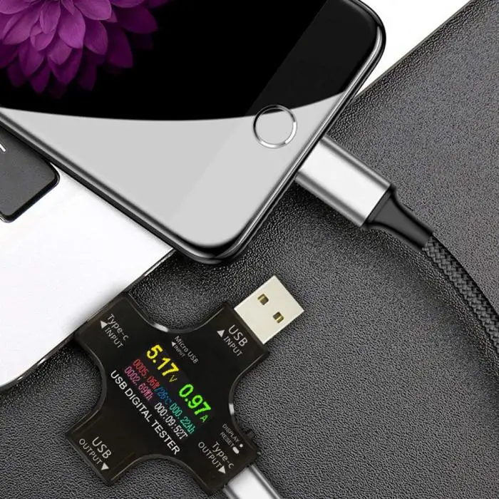 Многофункциональный Тип-C измерительный прибор USB тестер ЖК-дисплей цифровой мультиметр с измерением напряжения и тока JFlyer
