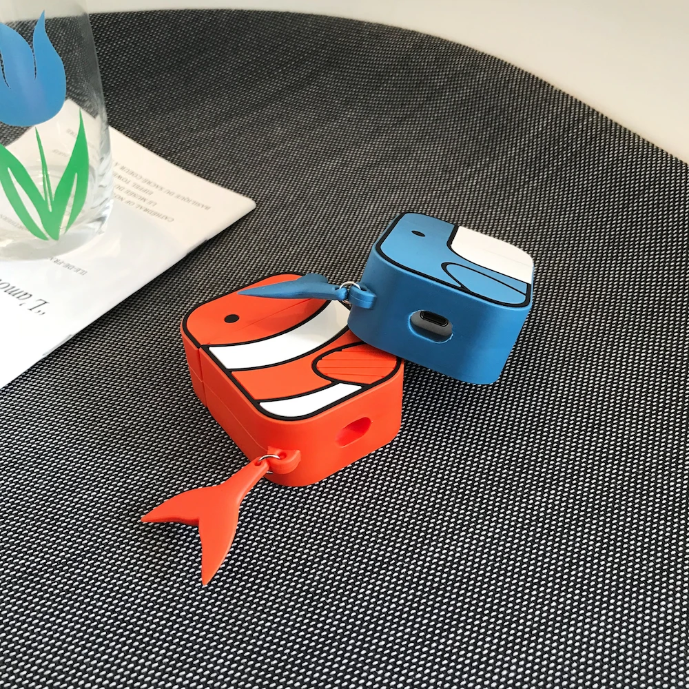 Чехол для наушников с изображением Кита клоуна рыбы для Airpods, чехол, симпатичный силиконовый защитный чехол для наушников с Bluetooth, два поколения