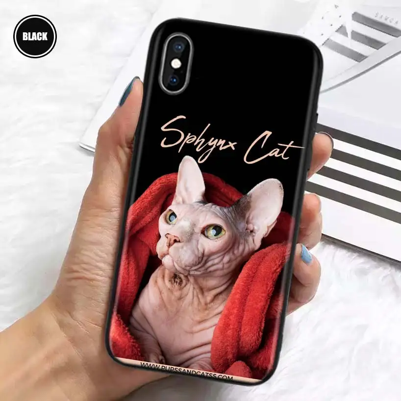 Lavaza Sphynx Sphinx Cat Silicone Case Coque For iPhone 11 Pro Max 12 Mini 13 X XS XR 7 8 6 6S Plus 5 SE Phone Shell Cover Funda