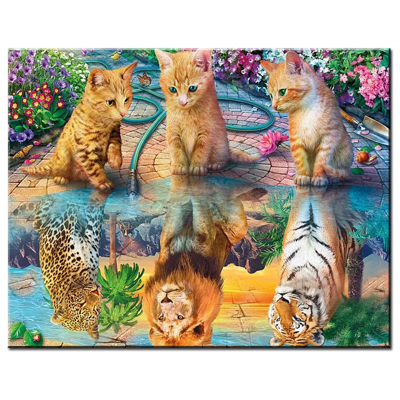 5d diamond painting novelties Cat Tiger lion leopard Full Square Round Diamond Embroidery landscape Diamond Mosaic Animals art