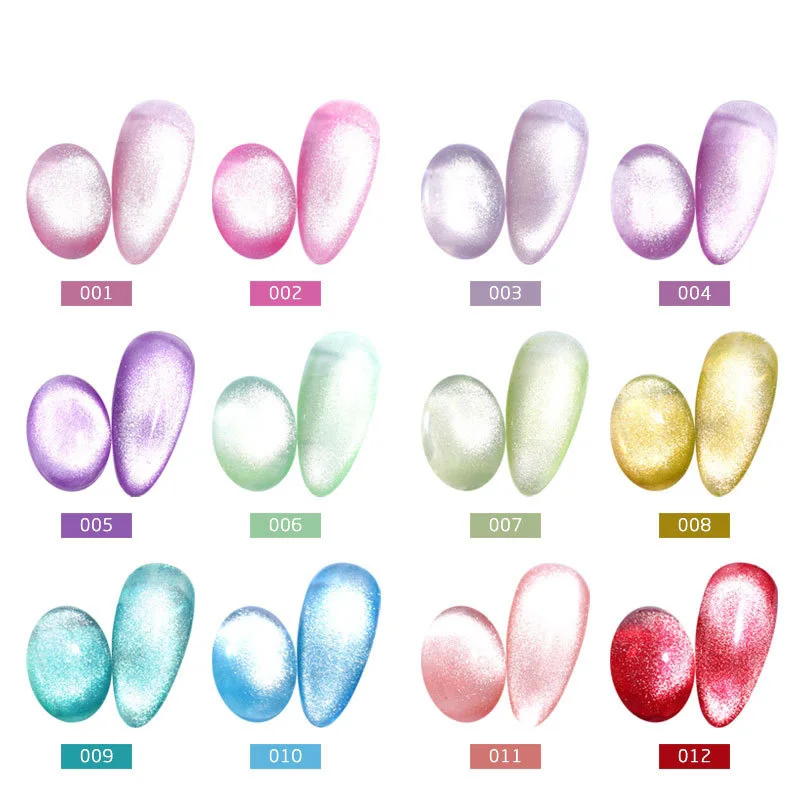 8ml Cat Eyes Magnetic Gel Polish Soak Off 9D 12 Colors Bright Silver UV Gel Enamel Lacquer Glitter Nail Art Varnish nail polish