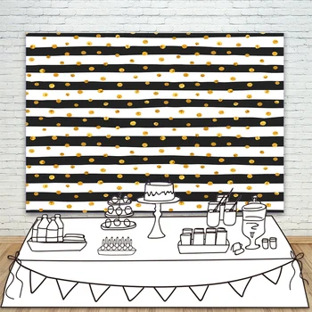 

Black and White Stripe Photography Backdrops Gold Glitter Sequin Dots Photo Background for Wedding Baby Shower Party Decorations