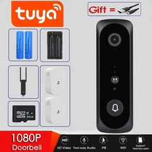 Tuya APP – sonnette vidéo WiFi intelligente 2MP, interphone visuel avec carillon, vision nocturne, sonnette IP, caméra de sécurité domestique sans fil
