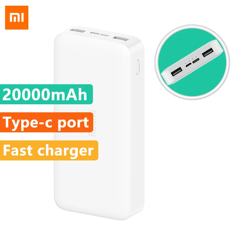 Xiaomi Redmi power Bank 10000/20000 мАч QC3.0 usb type C портативное зарядное устройство bank 20000 Внешняя