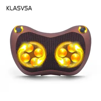 

KLASVSA Heating Kneading Head Massage Pillow Home Car Dual Use Cervical Lumbar Waist Leg Pain Relief Relaxation Health Care