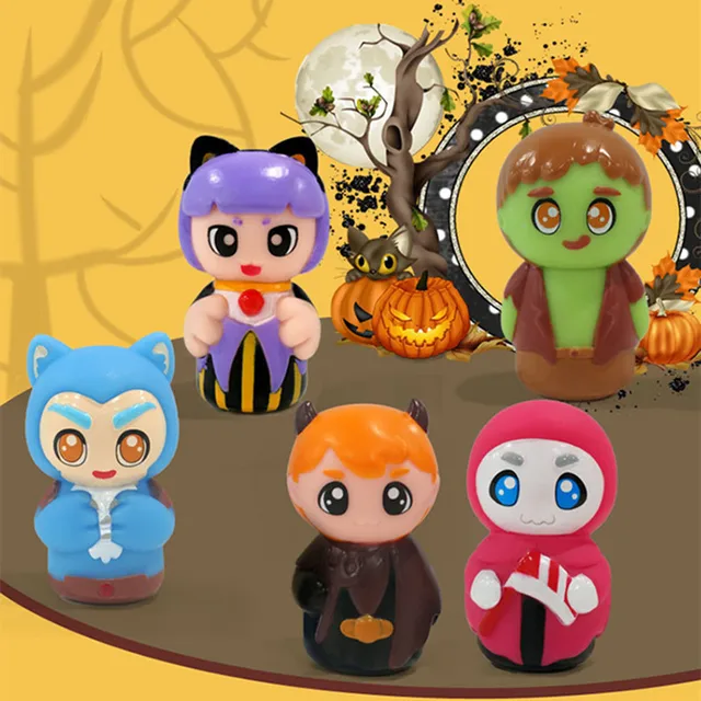 5PCS Finger Dolls Halloween Children's Hand Puppets Soft Rubber Baby Soothing Comfort Dolls Amateur Collection Decorations Gifts 1