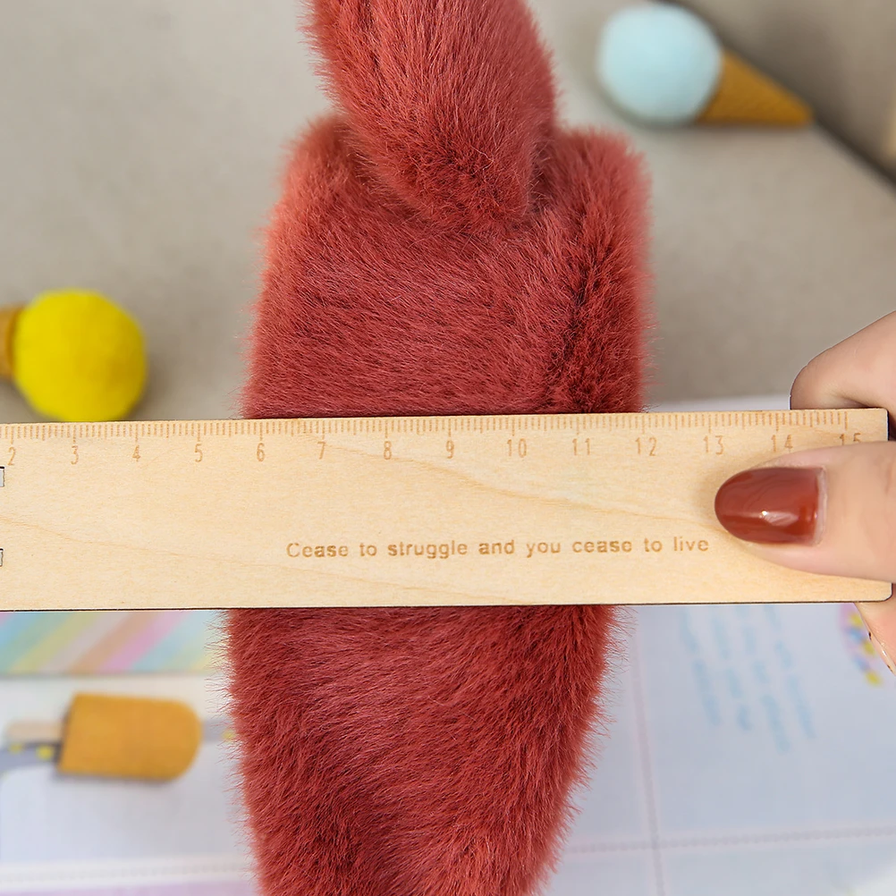 Разноцветная пушистая Меховая повязка на голову с ушками для девочек и женщин