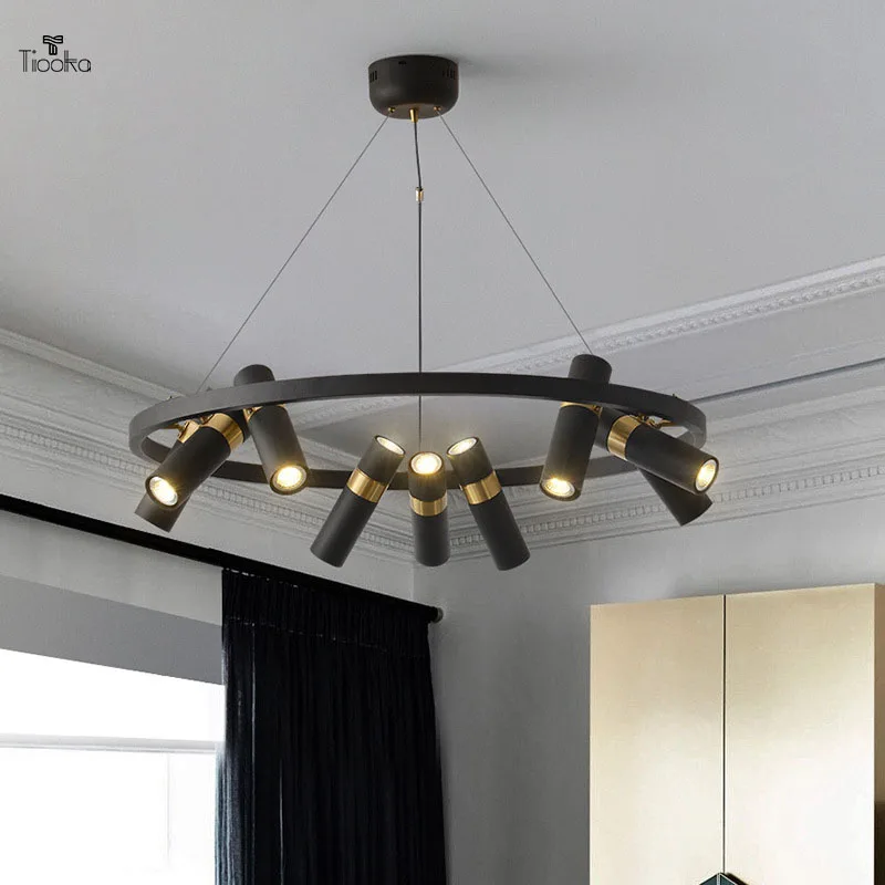 Kobuc Black Pendant Light Gu10 Bulb Rotatable 3/6/9 LED Hanging Dining Room Cloth Store Suspended Fixture | Лампы и освещение