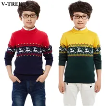 Winter Boys Sweaters Long Sleeve Sweater For Kids Thicken Sweater With Deer Knit Girls Cardigan Children Pullover 3-12T