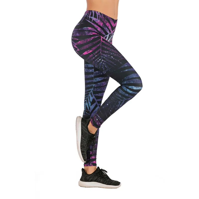

Fashion 3d Leaf Digital Printing Women's Pants Slim Elastic Waist Pants For Women Running Gym Push Up Leggings Sport Fitness