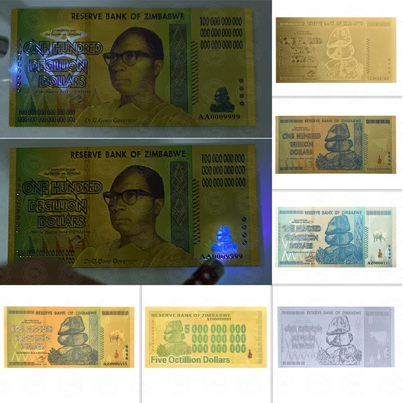 Оптовая продажа 100 трлн/Quintillion долларов банкноты из Zimbabwe вийского золота 24 К
