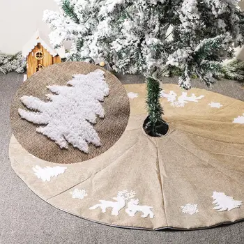 

2020 christmas decorations 122cm Round Elk Print Christmas Tree Skirt Carpet Cover Floor Mat Home Decor navidad