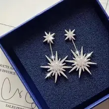 Мода Передняя Задняя CZ хрустальные звезды серьги-джекеты серьги для женщин стиль несоответствие