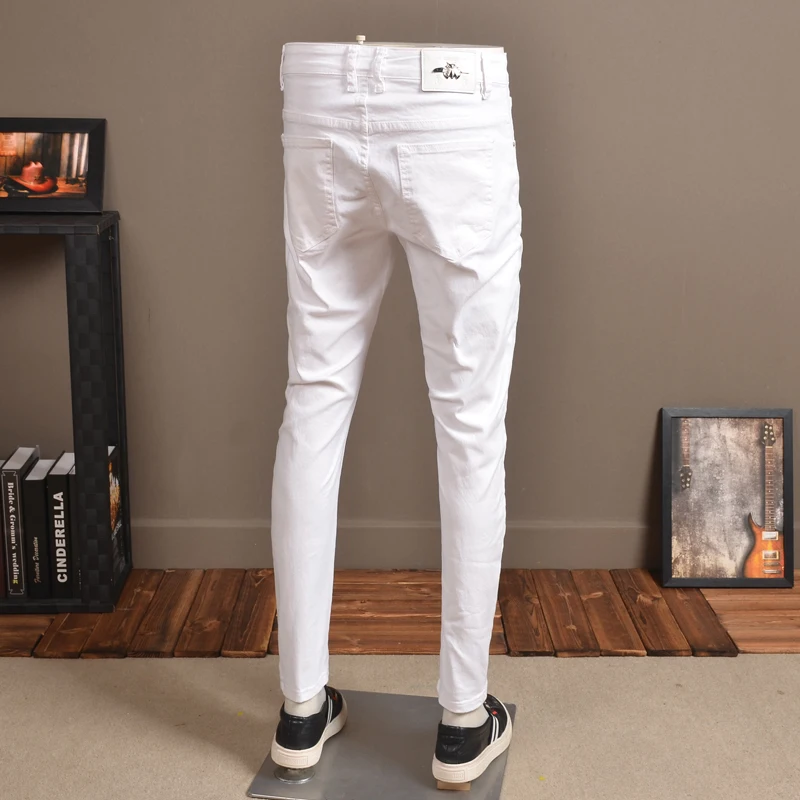 Fashion Mens Skinny Jeans Streetwear Elastic White dsq Jean Pants for Cowboys Men