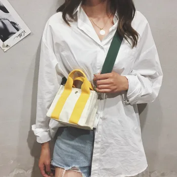 

Casual Simple Contrast Mini Canvas Small Square Bag Fashion Women's One Shoulder Crossbody Portable Multifunctional Belt Bag
