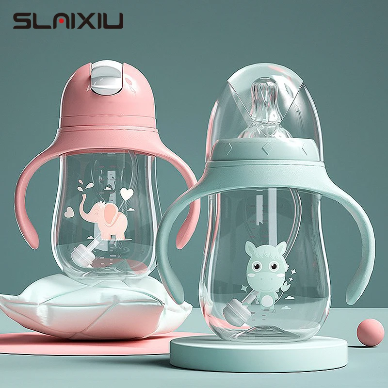 Baby bottles Drinking Cup Feeding Bottle Wide-Caliber Multifunctional Drinking Milk Water Dual-use Bottle BPA Free