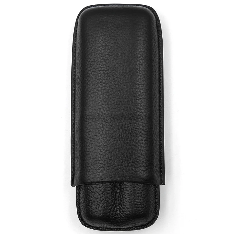 Чехол COHIBA из натуральной кожи черного цвета с 2 трубками для сигар, Дорожный Чехол-держатель для сигар, портативный чехол s с подарочной коробкой