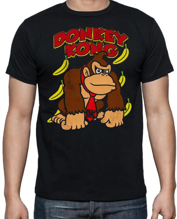 Donkey Kong Bananas забавная Классическая аркадная игра в стиле ретро черная футболка с