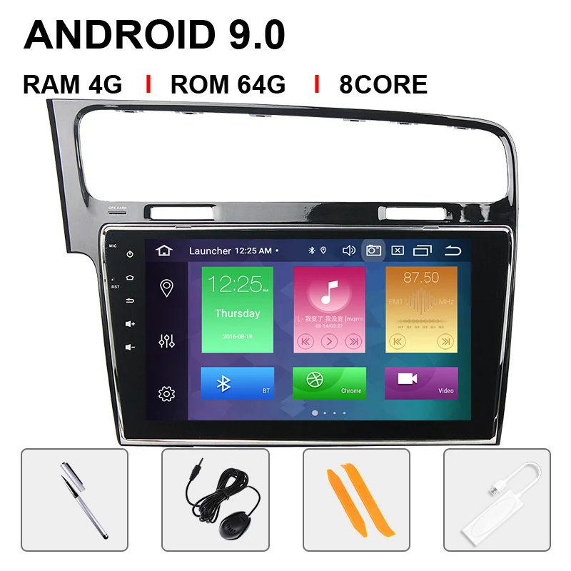 8 ядерный DSP 4 Гб+ 64 ГБ Android 9 автомобильный мультимедийный плеер для Volkswagen VW Golf 7 Авторадио Стерео gps навигация стальное управление колесами - Цвет: 8 Core 64ROM Carplay