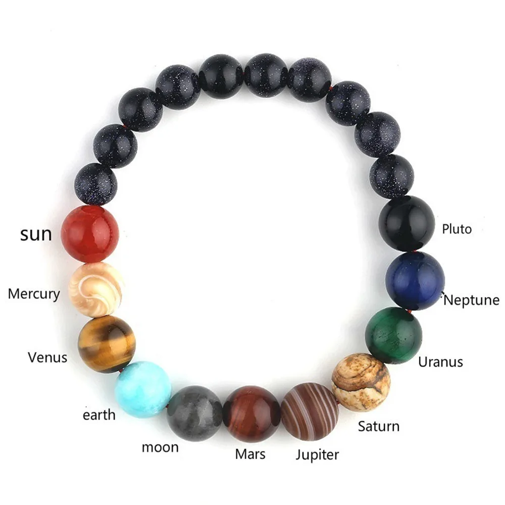 

2019 Eight Planets Bead Bracelet Men Natural Stone Universe Yoga Solar Chakra Bracelet for Women Men Jewelry Gifts Drop Shipping