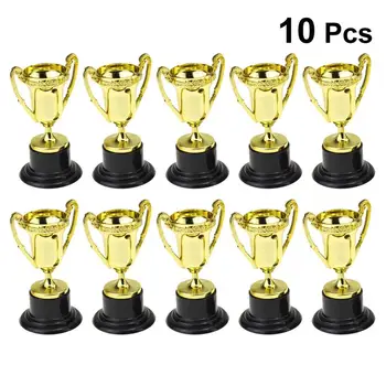 

10PCS Mini Plastic Gold Cups Trophies For Party Children Early Learning Toys Prizes Children'S Reward Giveaway Toys Trophy