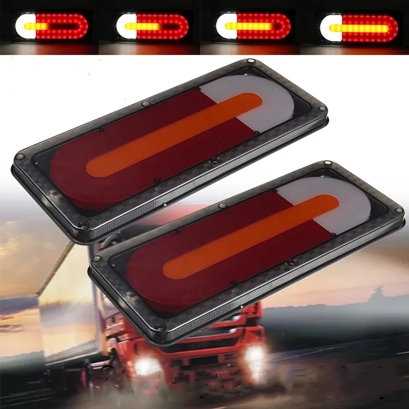 

2Pcs Truck taillights 24V light guide LED Flowing turn Signal Lamp Waterproof For Lorry Trailer Warning Stop Reverse Fog Lights